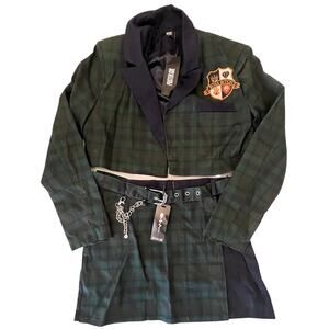 Dolls Kill Poster Grl Dorm Core Matching Set Cropped Blazer (M) Skirt (XL) NEW